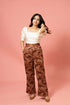 Classy Brown White Coord Set With Belt